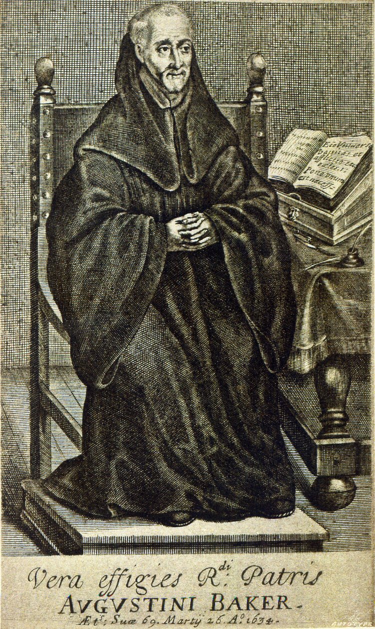 Augustini Baker, frontyspis z Mądrości Bożej, wydrukowany w 1634 r. autorstwa English School