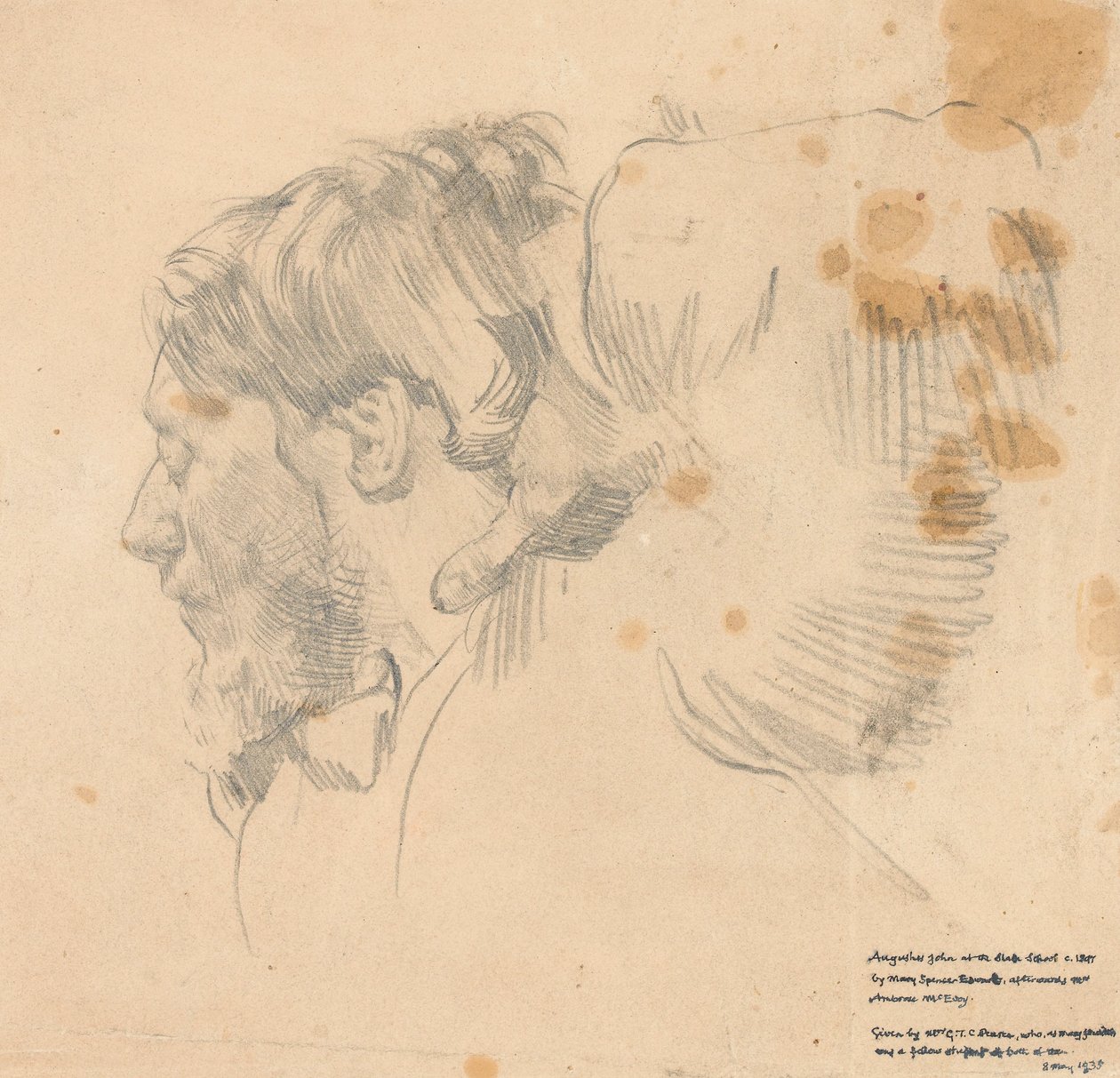 Augustus John w Slade School of Art, c.1897 (grafit na papierze) autorstwa English School