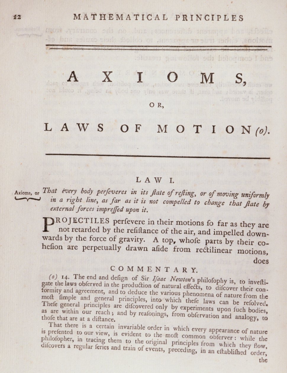 Aksjomaty, czyli prawa ruchu, z tomu I The Mathematical Principles of Natural Philosophy Sir Isaaca Newtona (1642-1727) 1777 autorstwa English School