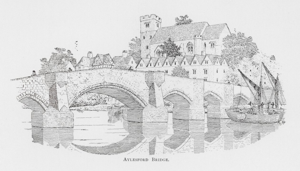 Aylesford Bridge (litografia) autorstwa English School