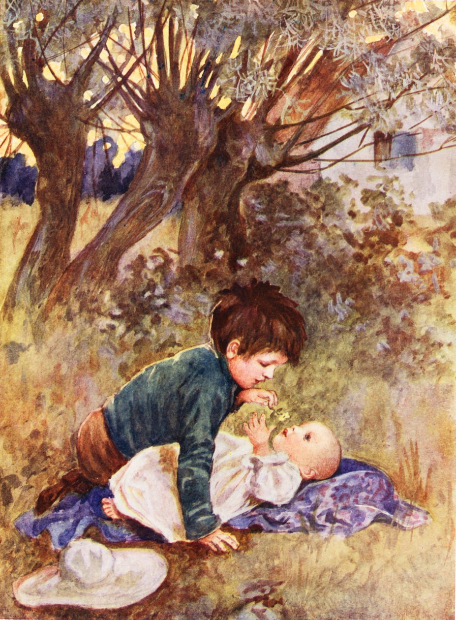 Młodsza siostra (kolorowa litografia) autorstwa English School