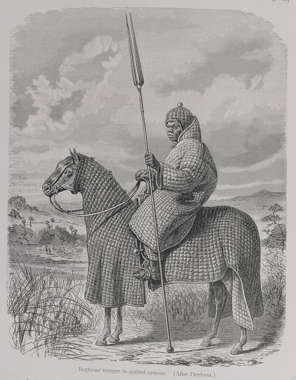 Żołnierz Baghirmi w pikowanej zbroi, z „Historii ludzkości”, t. III, prof. Friedricha Ratzela, 1898 (rycina) autorstwa English School