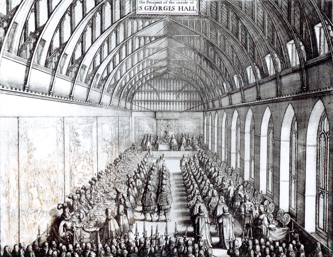 Bankiet Karola II (1630-85) w sali św. Jerzego, zamek Windsor autorstwa English School