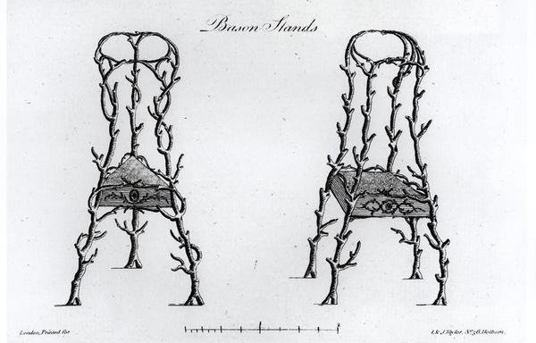 Bason Stands, z „Grotesque Architecture, czyli wiejskie rozrywki” Williama Wrighta autorstwa English School