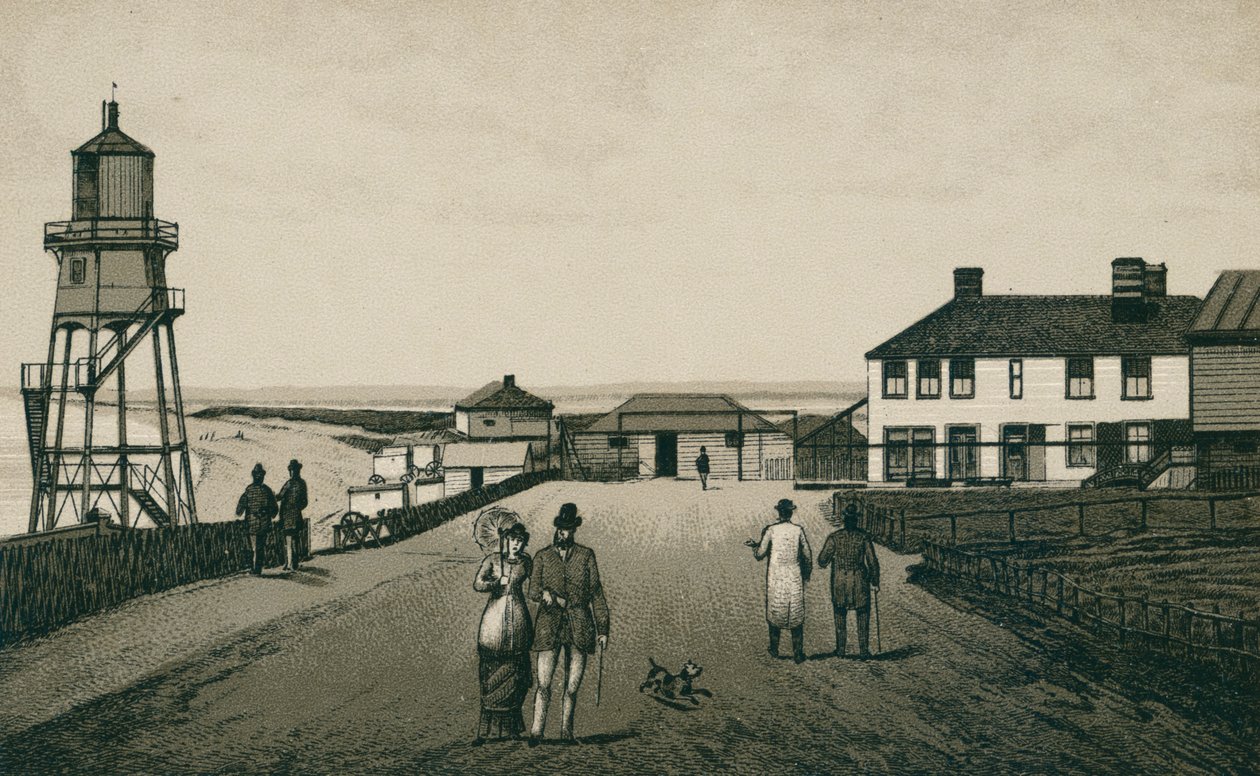 Łaźnia i piaski, Dovercourt (litografia) autorstwa English School