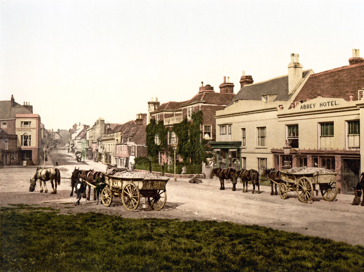 Battle High Street (zdjęcie ręcznie kolorowane) autorstwa English School