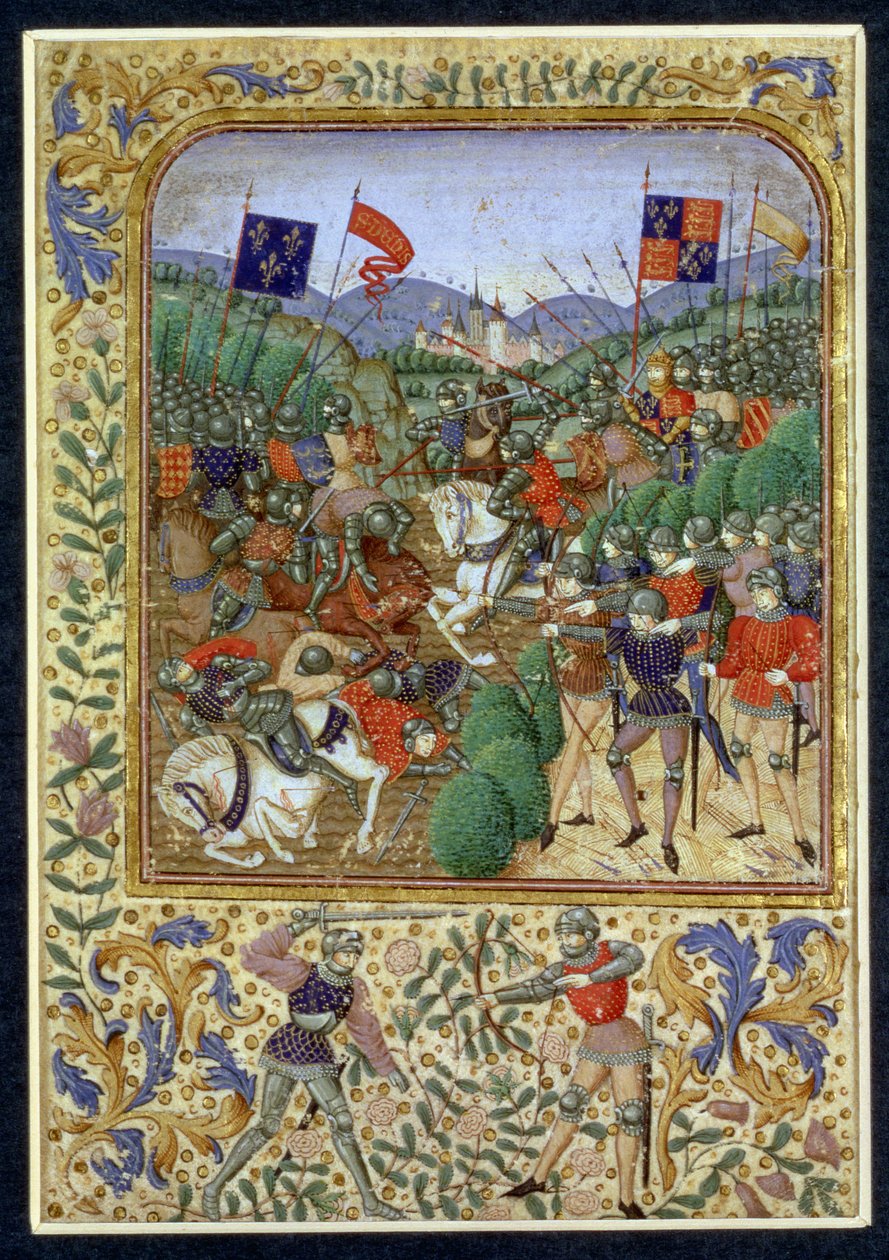 Bitwa pod Agincourt, 25 października 1415 (wc na papierze) autorstwa English School
