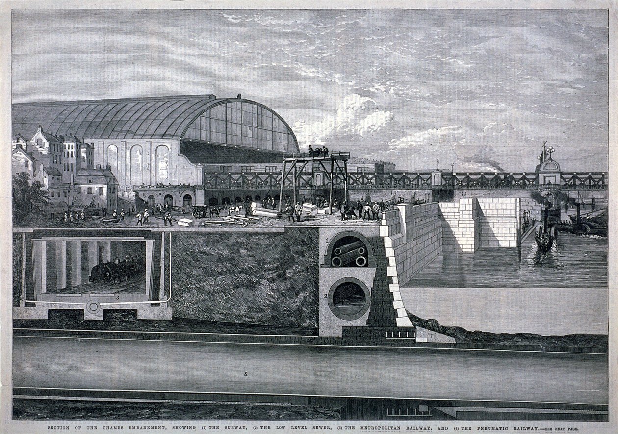 Bazalgette, Nabrzeże Tamizy, 1867 autorstwa English School