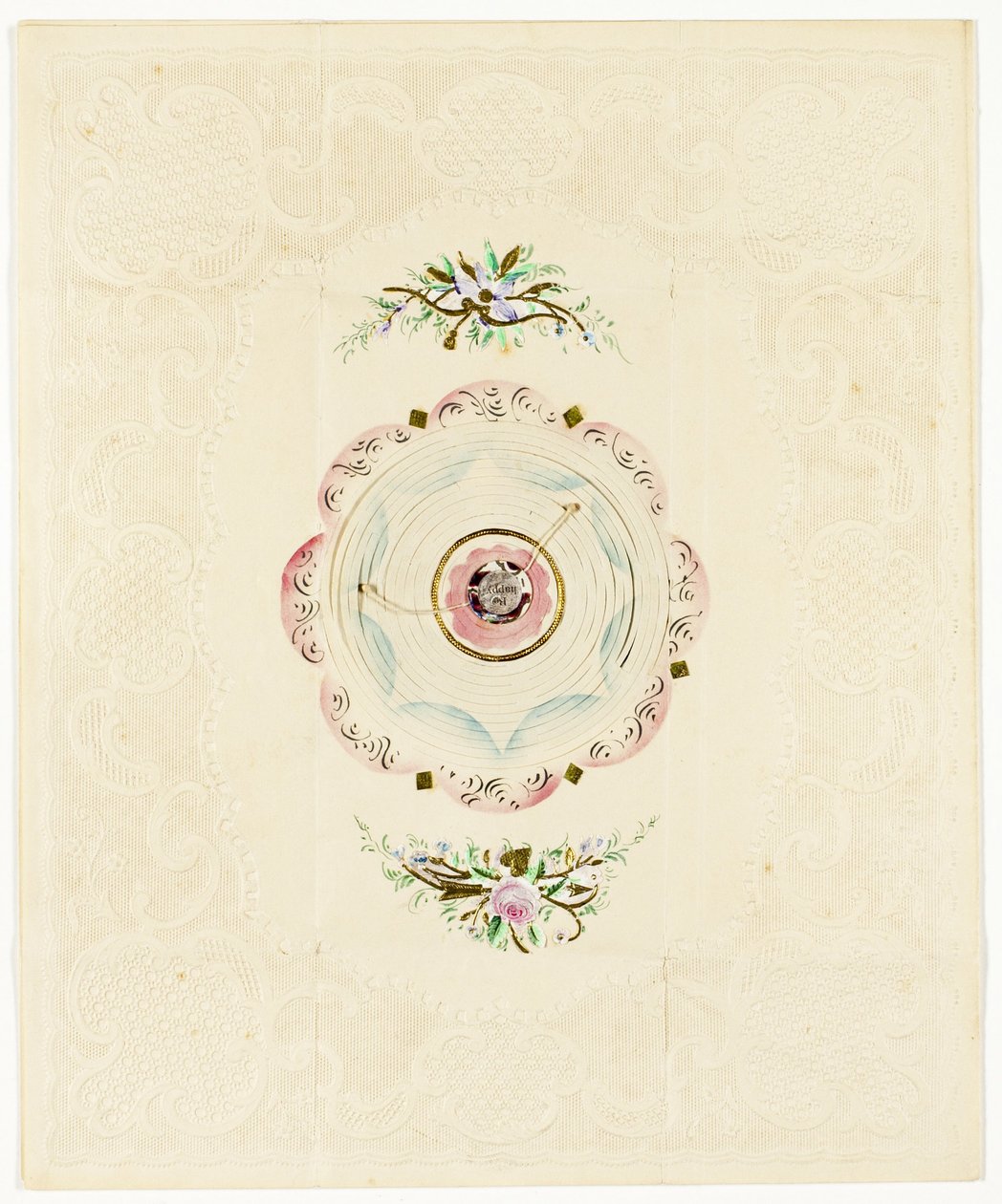 Be Thine, ok. 1830 (kolorowy nadruk walentynkowy z koronkową obwódką) autorstwa English School