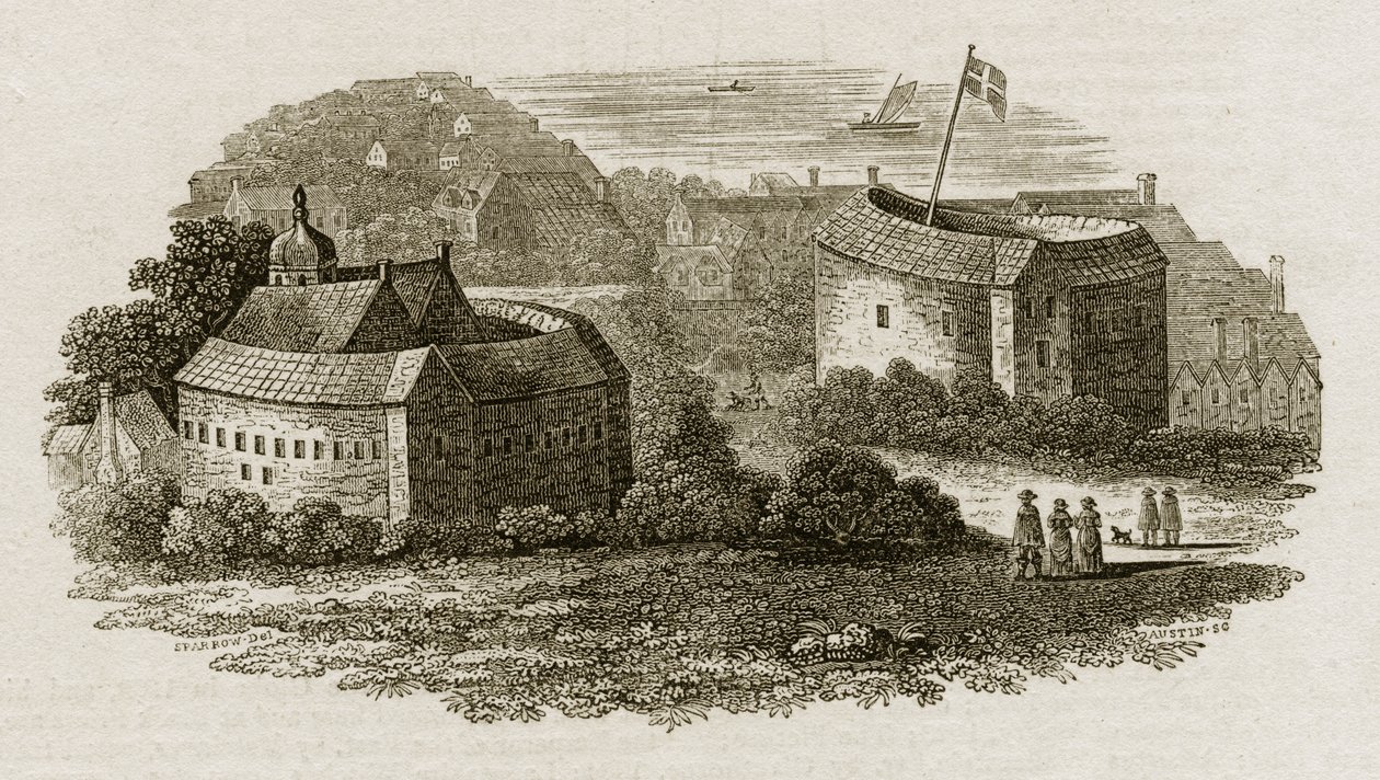 Bear Garden and Globe Theatre, Southwark, Londyn, ok. 1600 (rycina) autorstwa English School