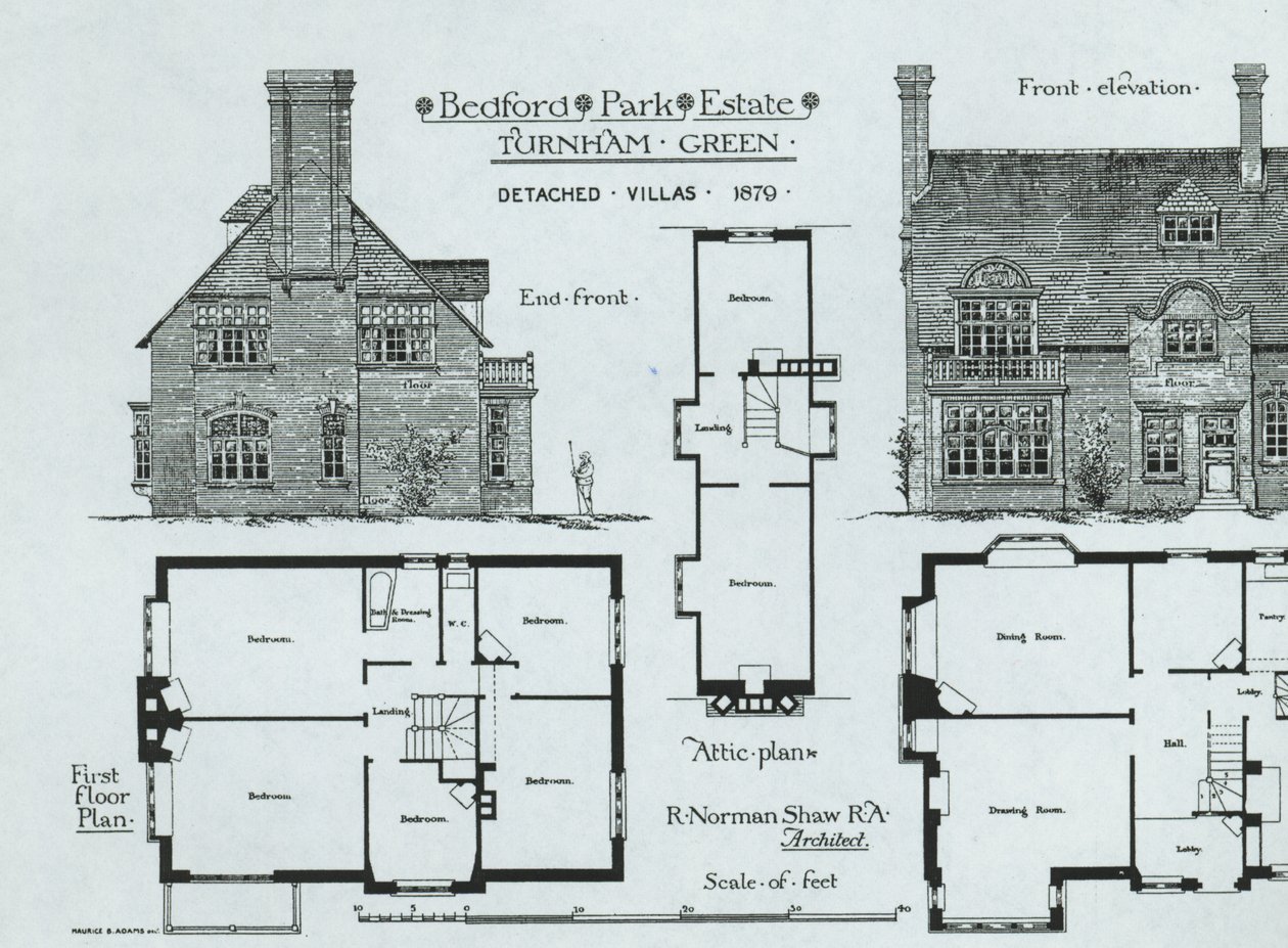 Bedford Park Estate, Turnham Green, z The Building News, 1879 autorstwa English School
