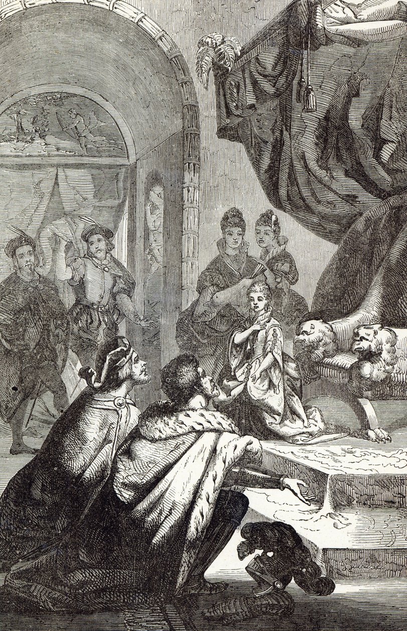 Zaręczyny francuskiej księżniczki z Ryszardem II, ilustracja z „Ilustrowanej historii Anglii Cassella” autorstwa English School