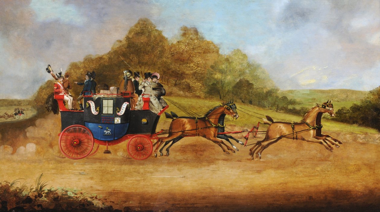 Autokar pasażerski z Beverley i Hull, ok. 1826 r. (olej na płótnie) autorstwa English School