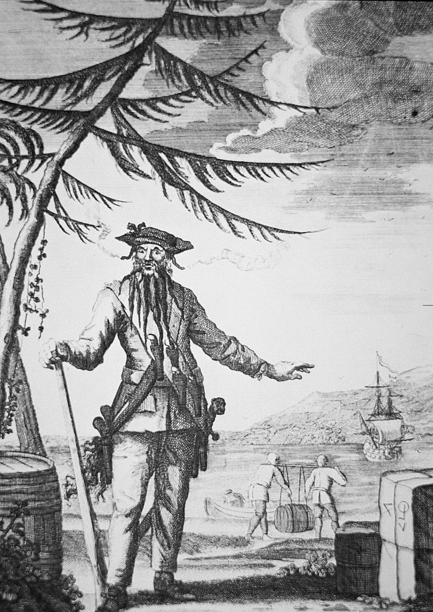Pirat Czarnobrody (grawerunek) autorstwa English School