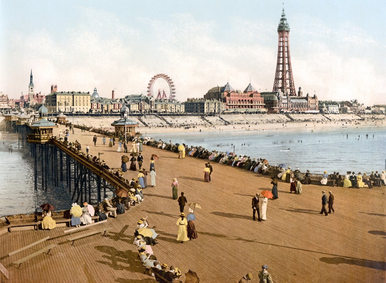 Blackpool z North Pier (zdjęcie ręcznie kolorowane) autorstwa English School