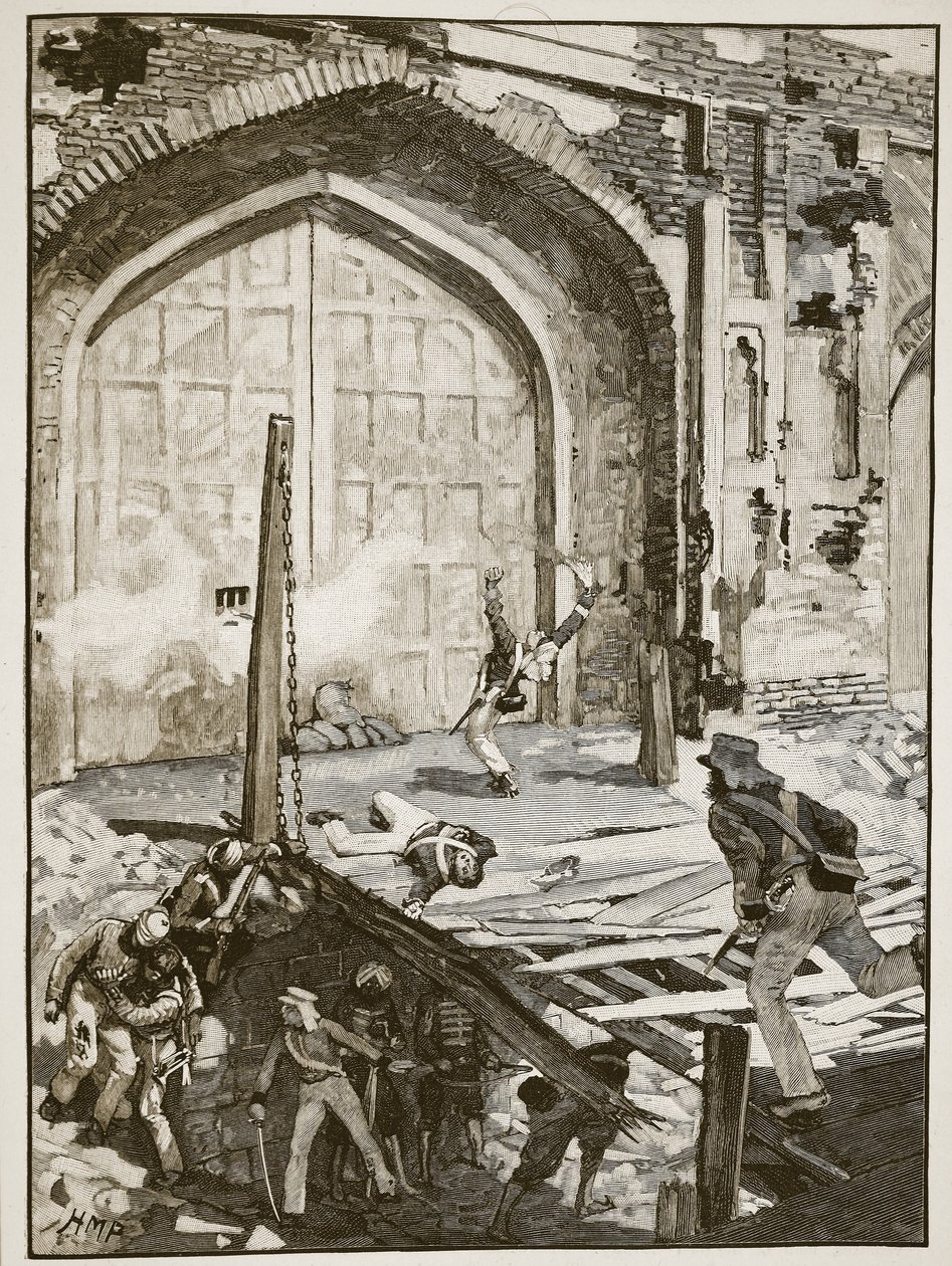 Wysadzenie kaszmiru w Delhi, ilustracja z Cassells Illustrated History of England (zdjęcie w sepii) autorstwa English School