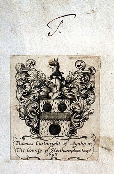 Ekslibris Thomasa Cartwrighta (1671-1748) z Aynho autorstwa English School