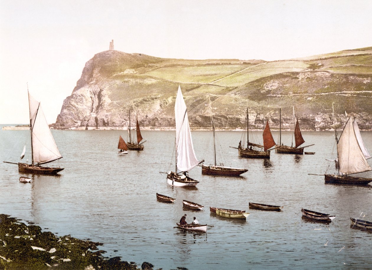 Bradda Head, Isle of Man (zdjęcie ręcznie kolorowane) autorstwa English School