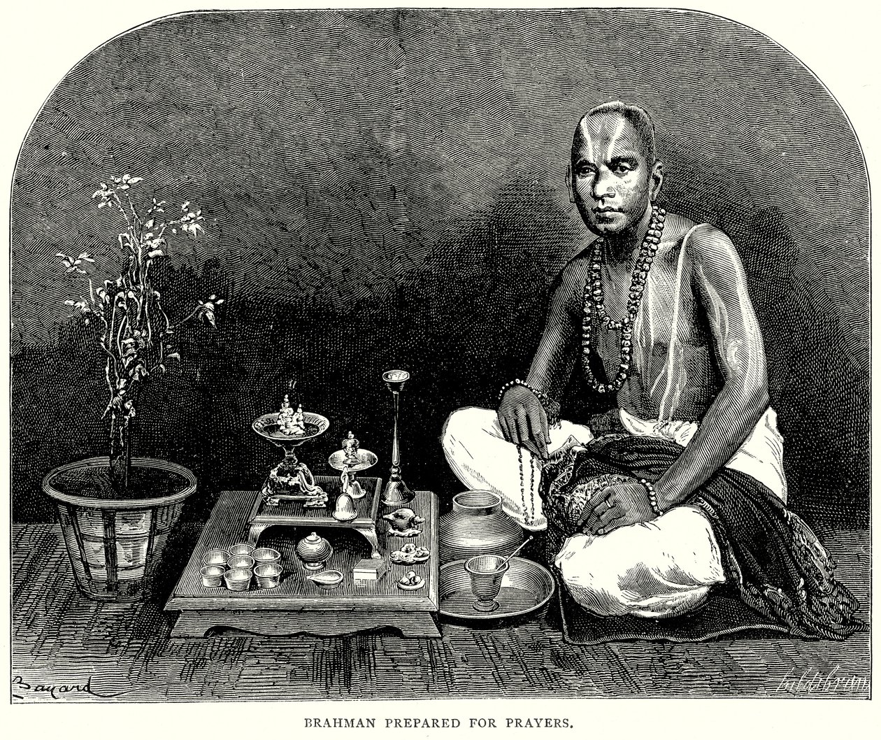 Brahman przygotowany do modlitwy (grawerunek) autorstwa English School