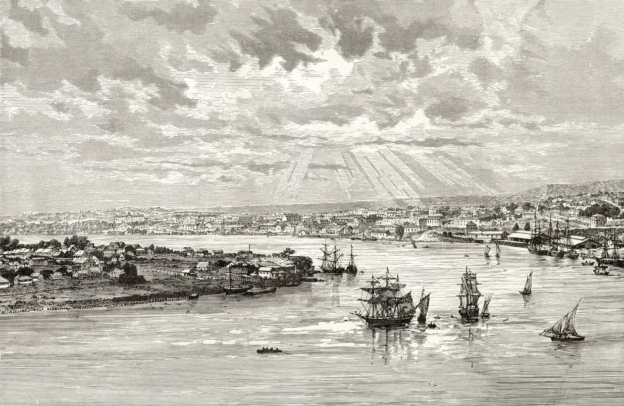 Brisbane Harbour, Australia, ok. 1880, z „Australian Pictures” Howarda Willoughby