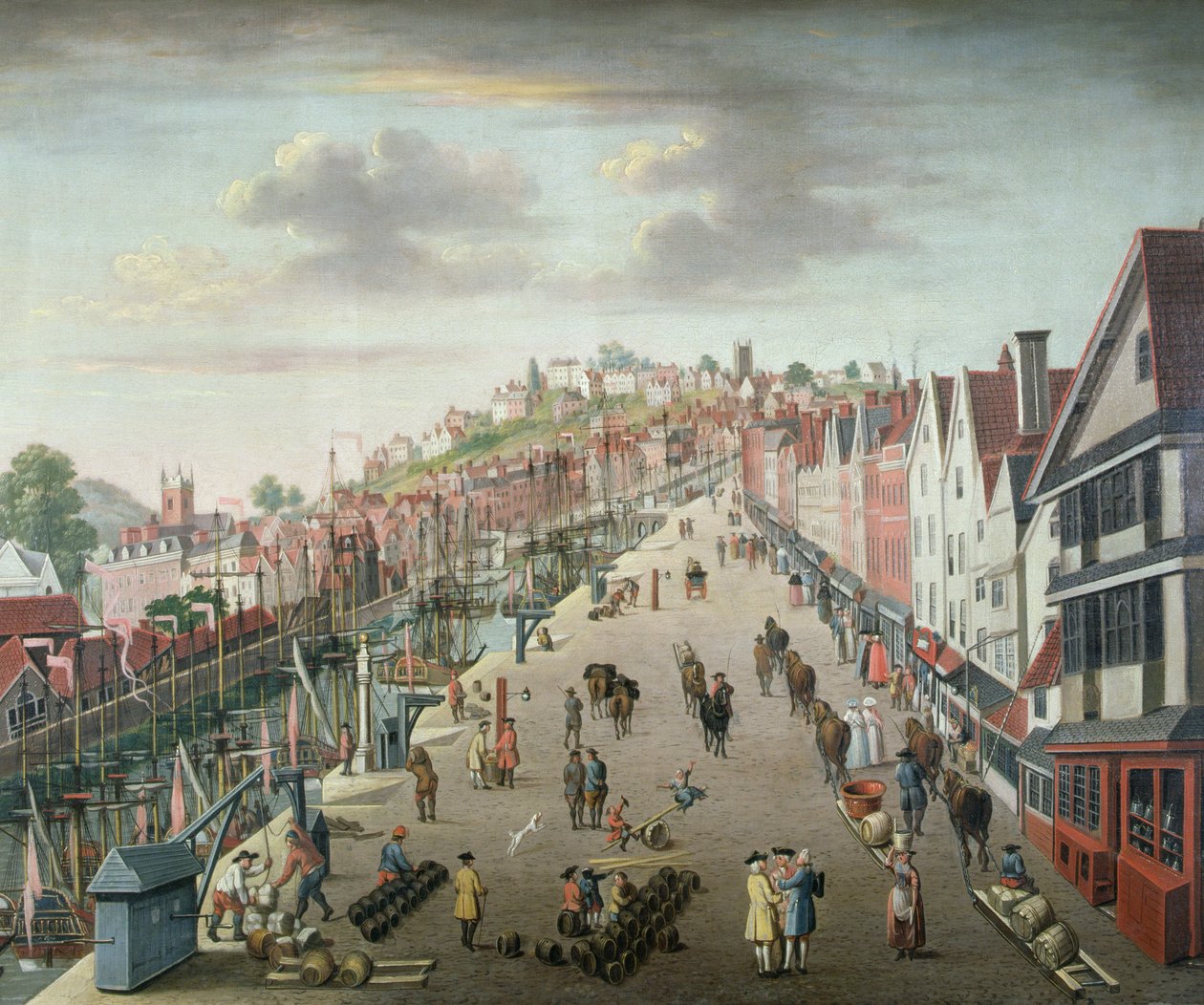 Bristol Docks and Quay, ok. 1760 (olej na płótnie) autorstwa English School