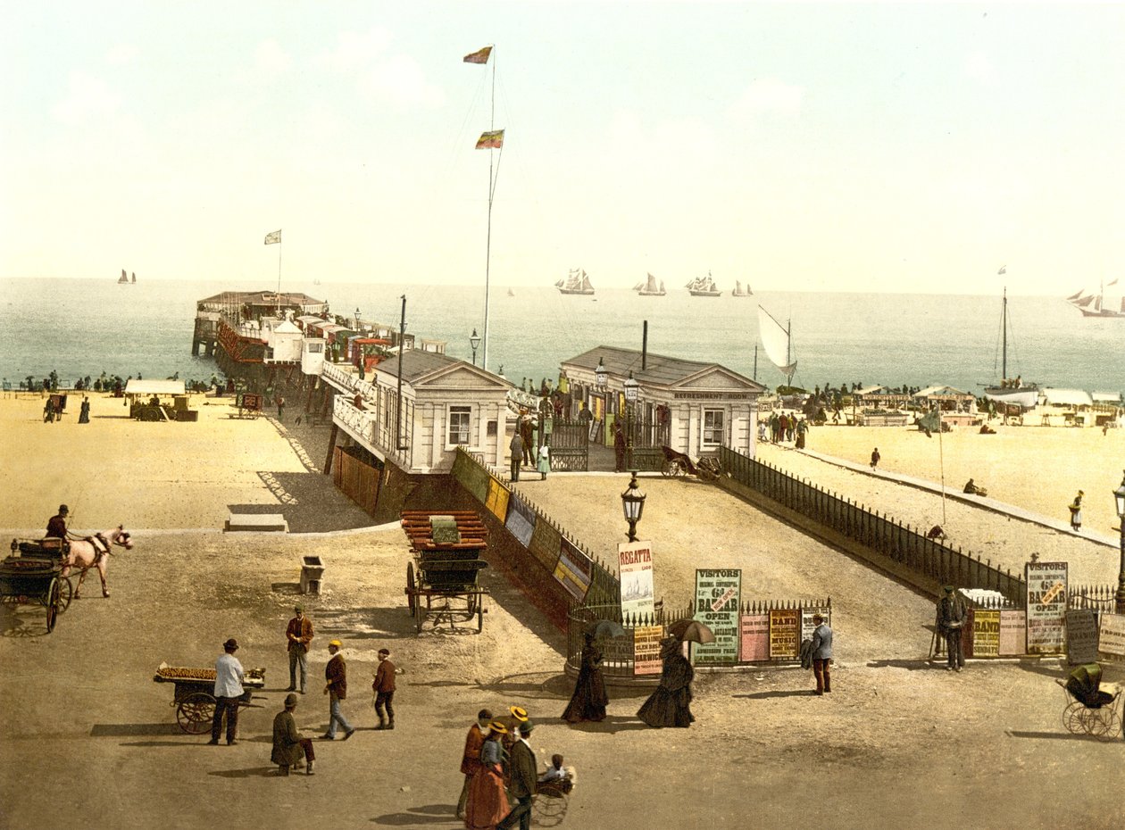 Britannia Pier, Yarmouth (zdjęcie ręcznie kolorowane) autorstwa English School