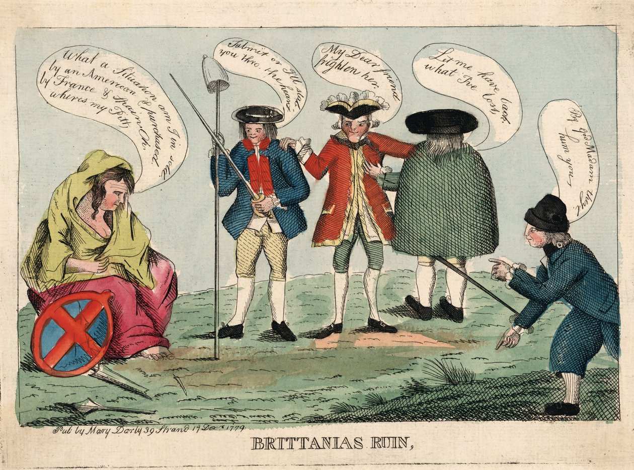 Ruiny Britannii, wyd. 1779 (ręcznie kolorowane grawerowanie) autorstwa English School