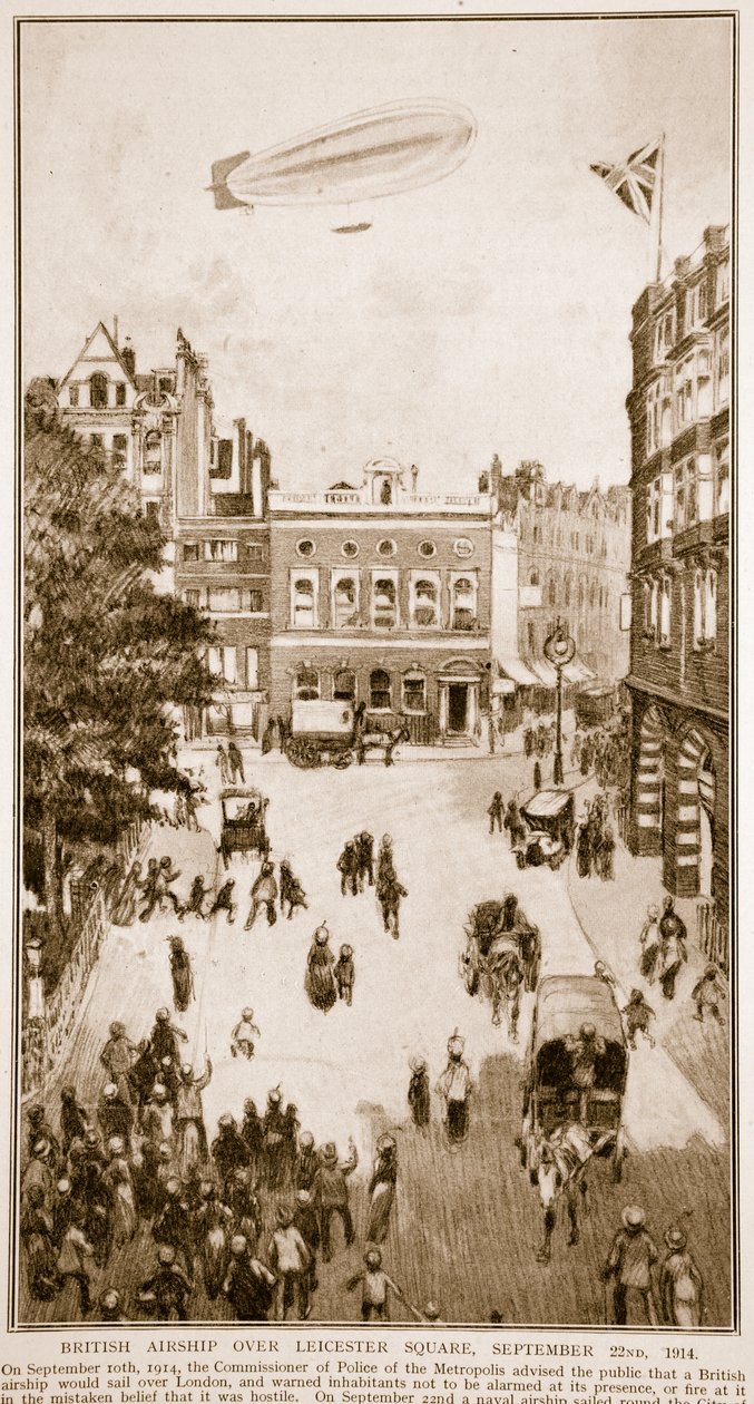 Brytyjski sterowiec nad Leicester Square, 22 września 1914, 1914-19 autorstwa English School