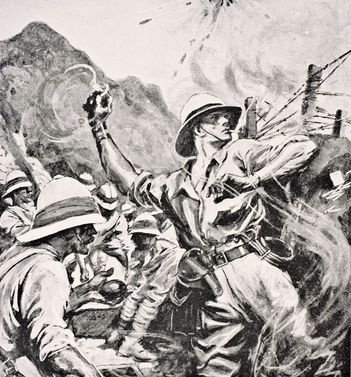 Brytyjski porucznik W.T. Forshaw VC, z „The War Illustrated Album deLuxe”, wydanego w Londynie, 1916 autorstwa English School