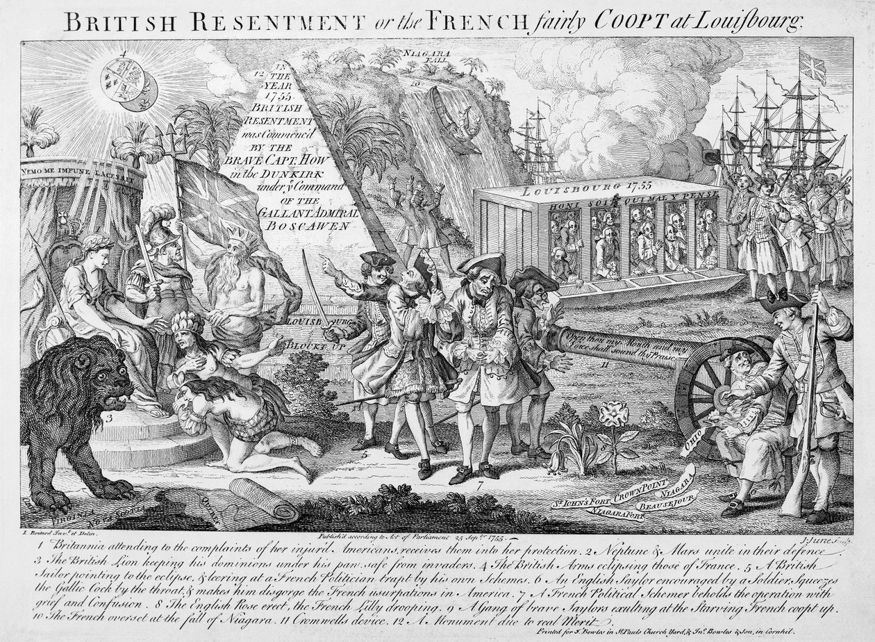 British Resentment lub francuski Fairly Coopt at Louisbourg, opublikowana 25 września 1755 (patrz także 286310) autorstwa English School
