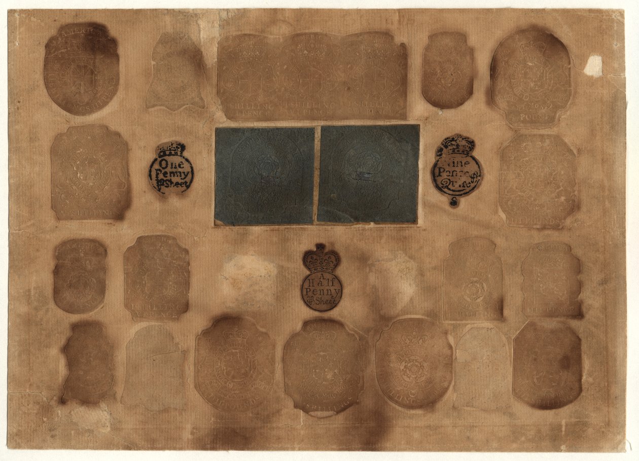 Brytyjskie znaczki skarbowe, c.1765 autorstwa English School