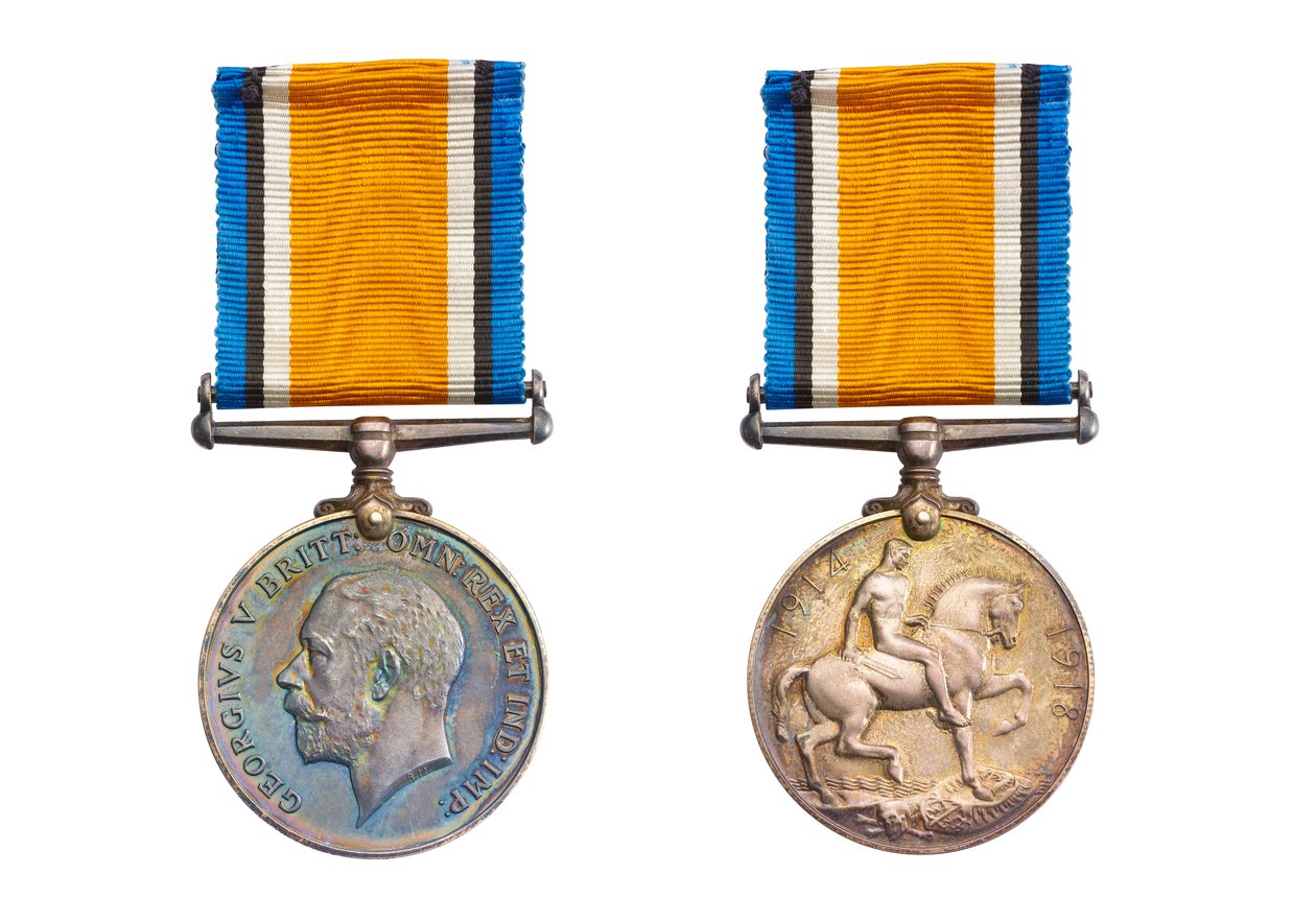 British War Medal, c.1919 (brąz z jedwabną wstążką) autorstwa English School