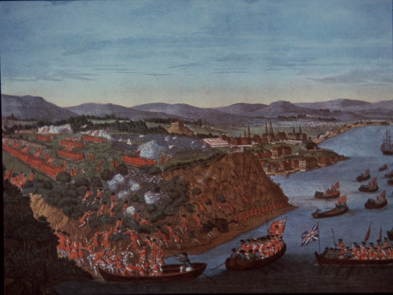 Brytyjczycy biorą Quebec w Kanadzie z francuskiego w 1759 autorstwa English School