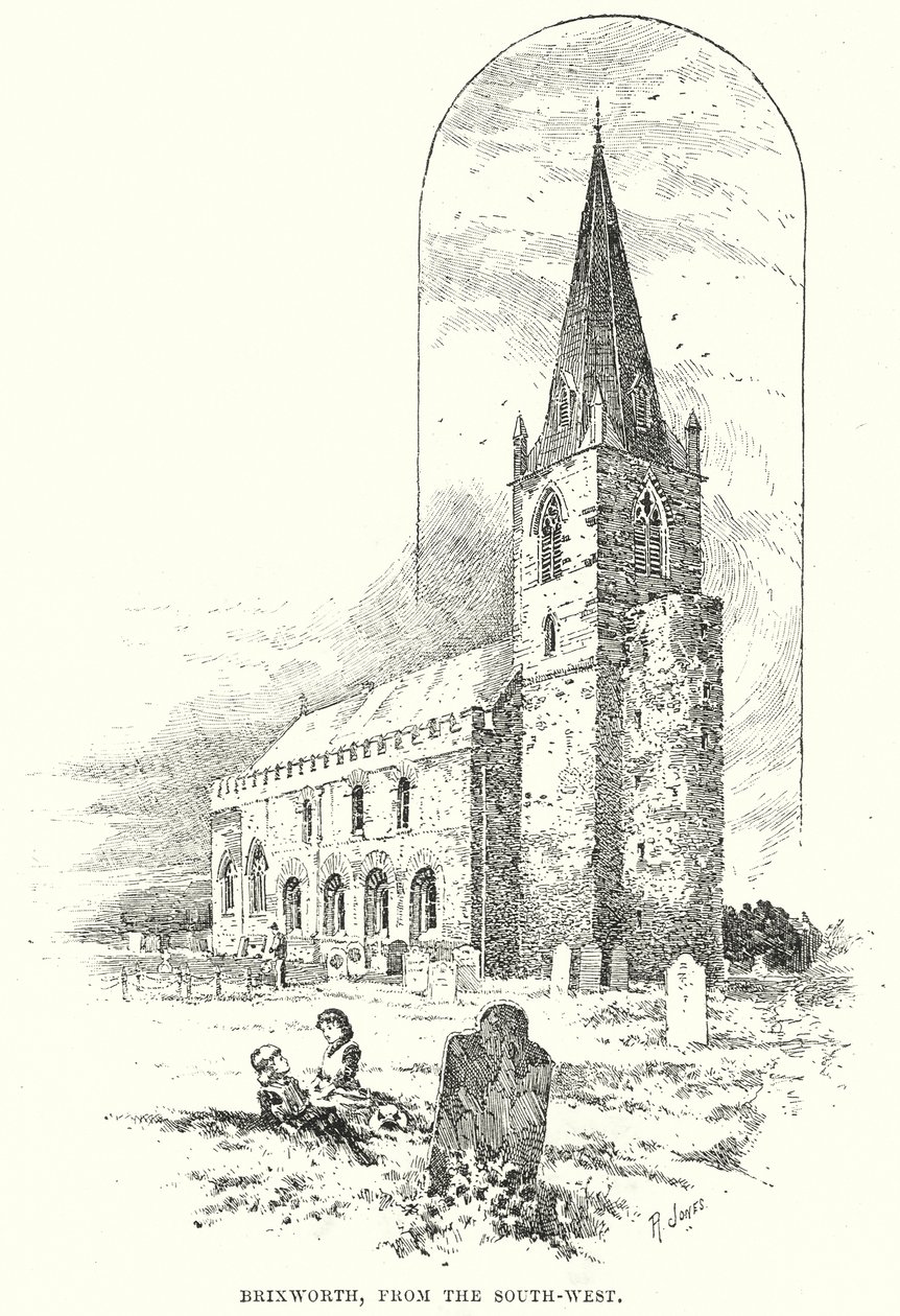Brixworth od południowego zachodu (rycina) autorstwa English School