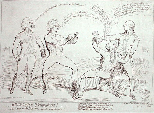 Brunszwik triumfujący! wydany przez J. Aitken w 1789 (akwaforta) autorstwa English School