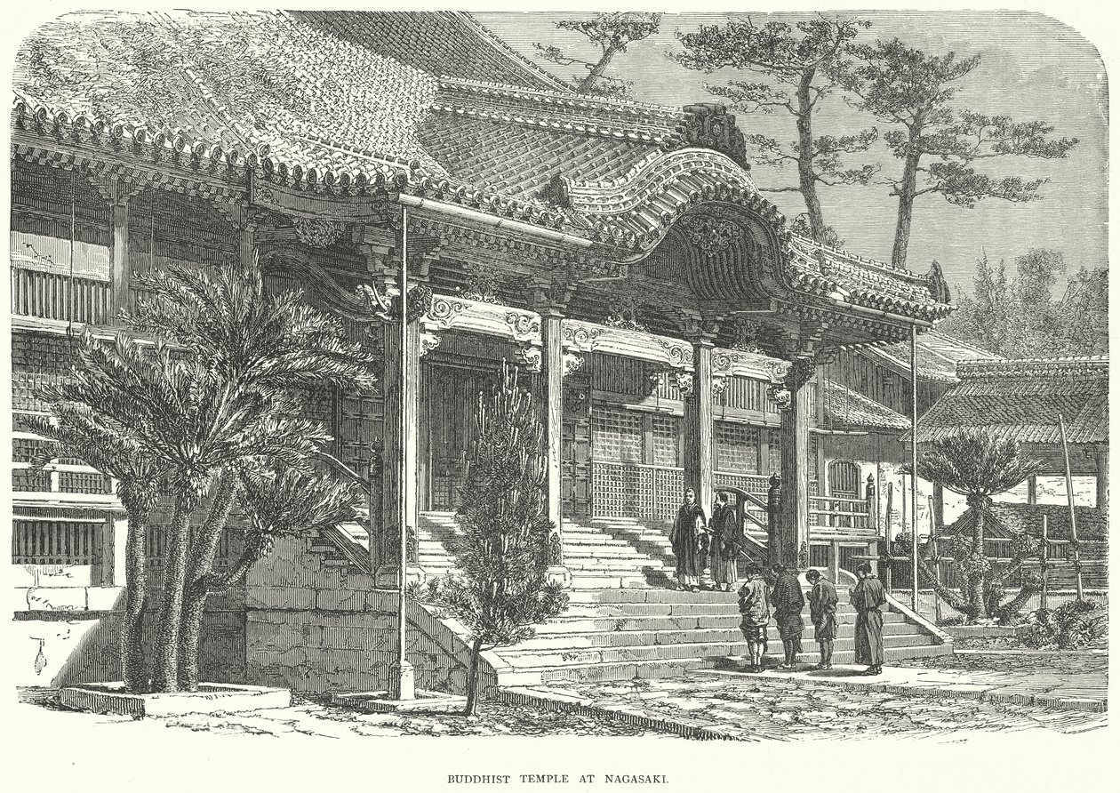 Świątynia buddyjska w Nagasaki (rycina) autorstwa English School