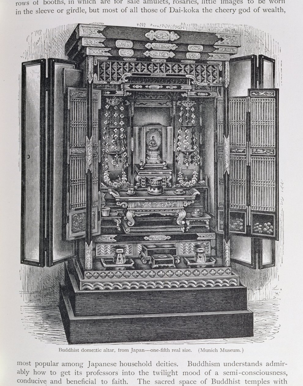 Buddyjski ołtarz domowy, z „Historii ludzkości”, t. III, autorstwa prof. Friedricha Ratzela, 1898 autorstwa English School