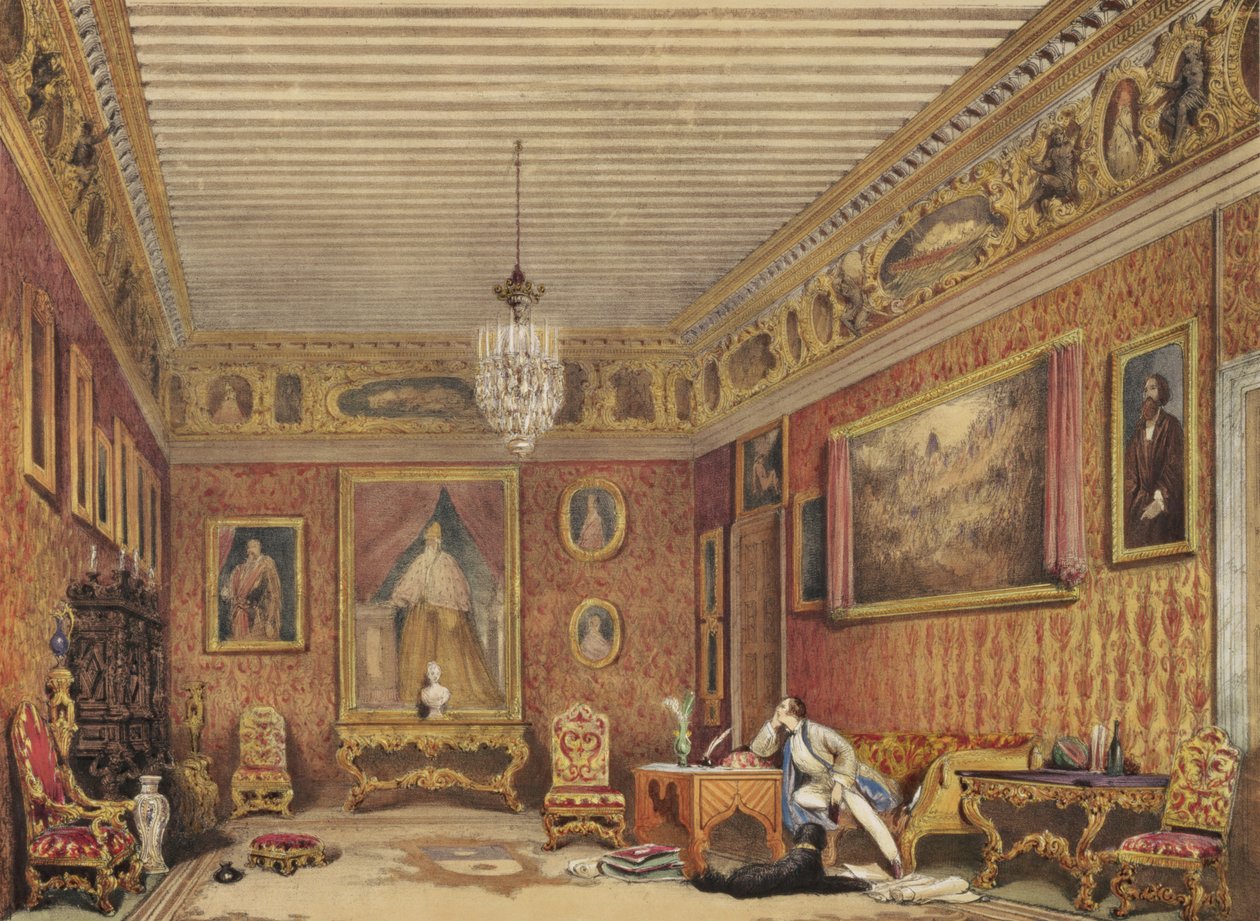 Pokój Byronów w Palazzo Mocenigo, Wenecja (wc na papierze) autorstwa English School