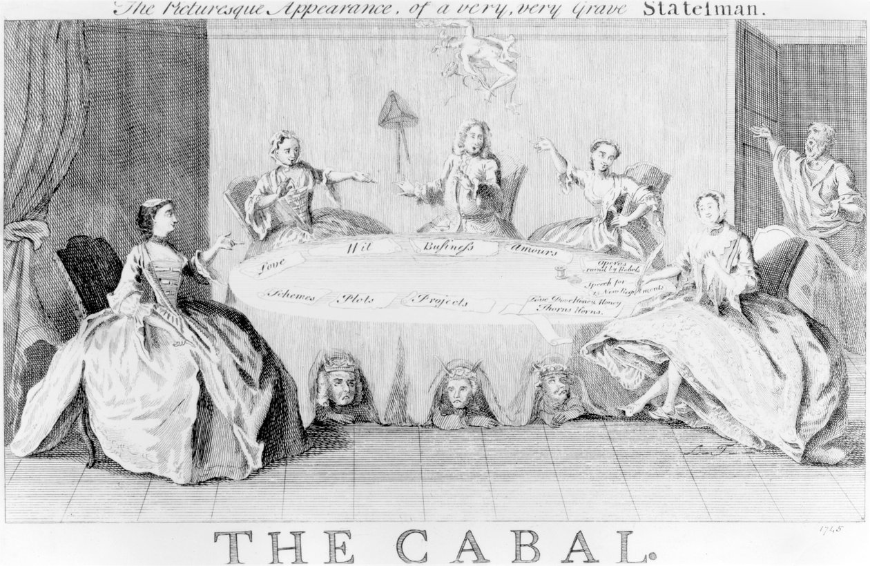 Cabal: Malowniczy wygląd bardzo poważnego męża stanu, ok. 1745 r autorstwa English School