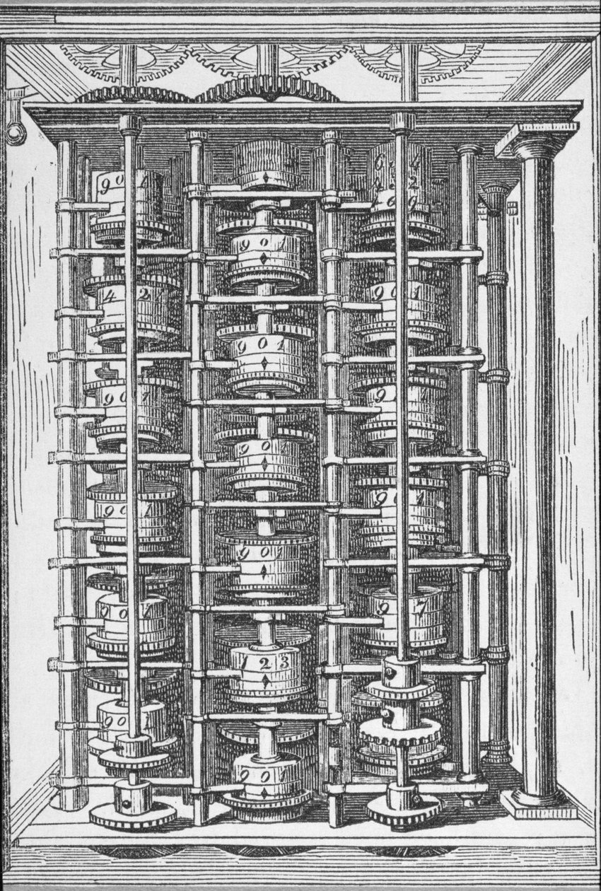 Maszyna obliczeniowa znana jako The Difference Engine z Cyclopaedia of Useful Arts & Manufactures, pod redakcją Charlesa Tomlinsona, ok. 1880 r. autorstwa English School