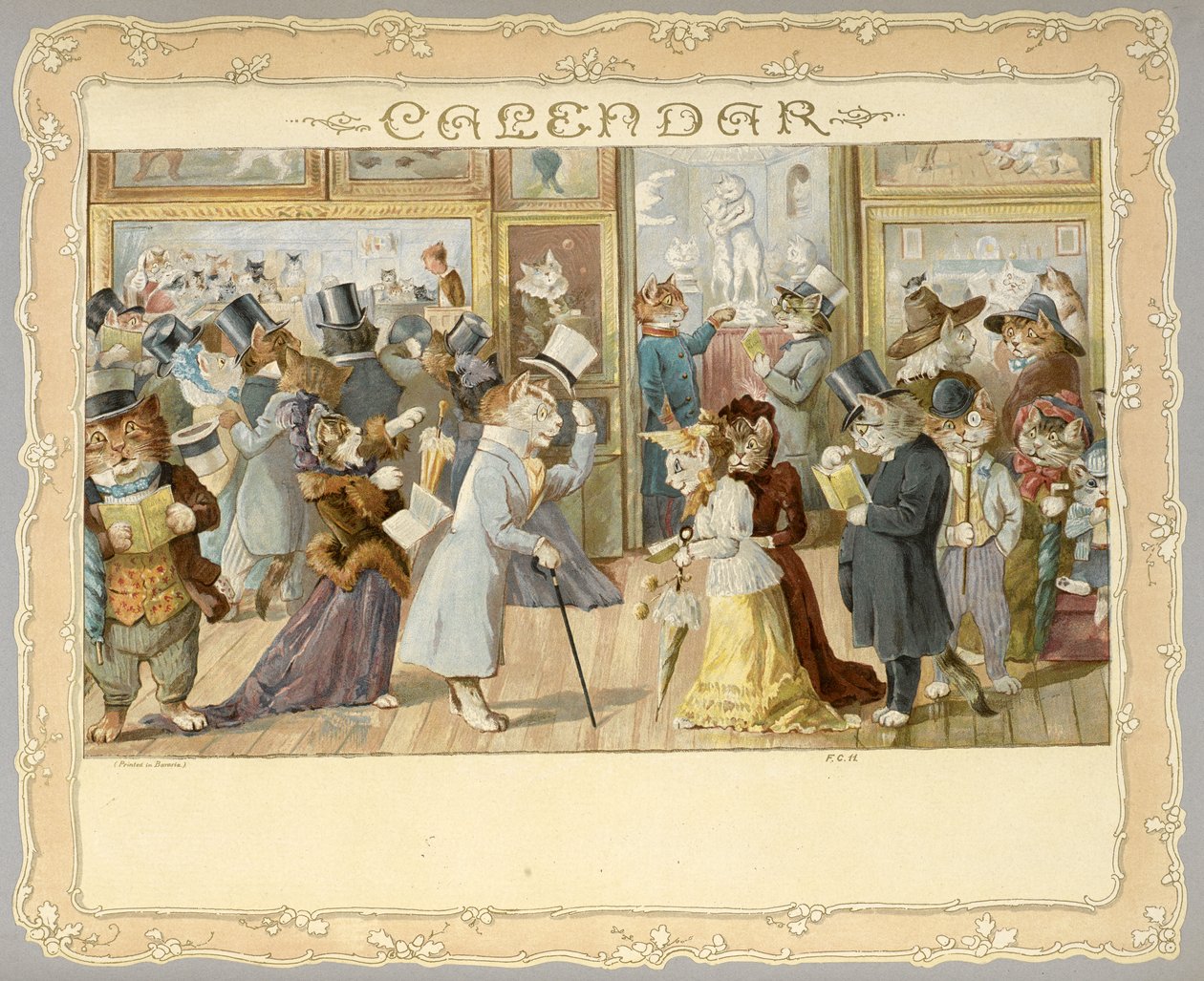 Kalendarz. Przednia okładka przedstawiająca koty. Przyjemne niespodzianki dla ludzi wszystkich rozmiarów. [W wersecie. Z ilustracjami.] Londyn: E. Nister, [1892] autorstwa English School