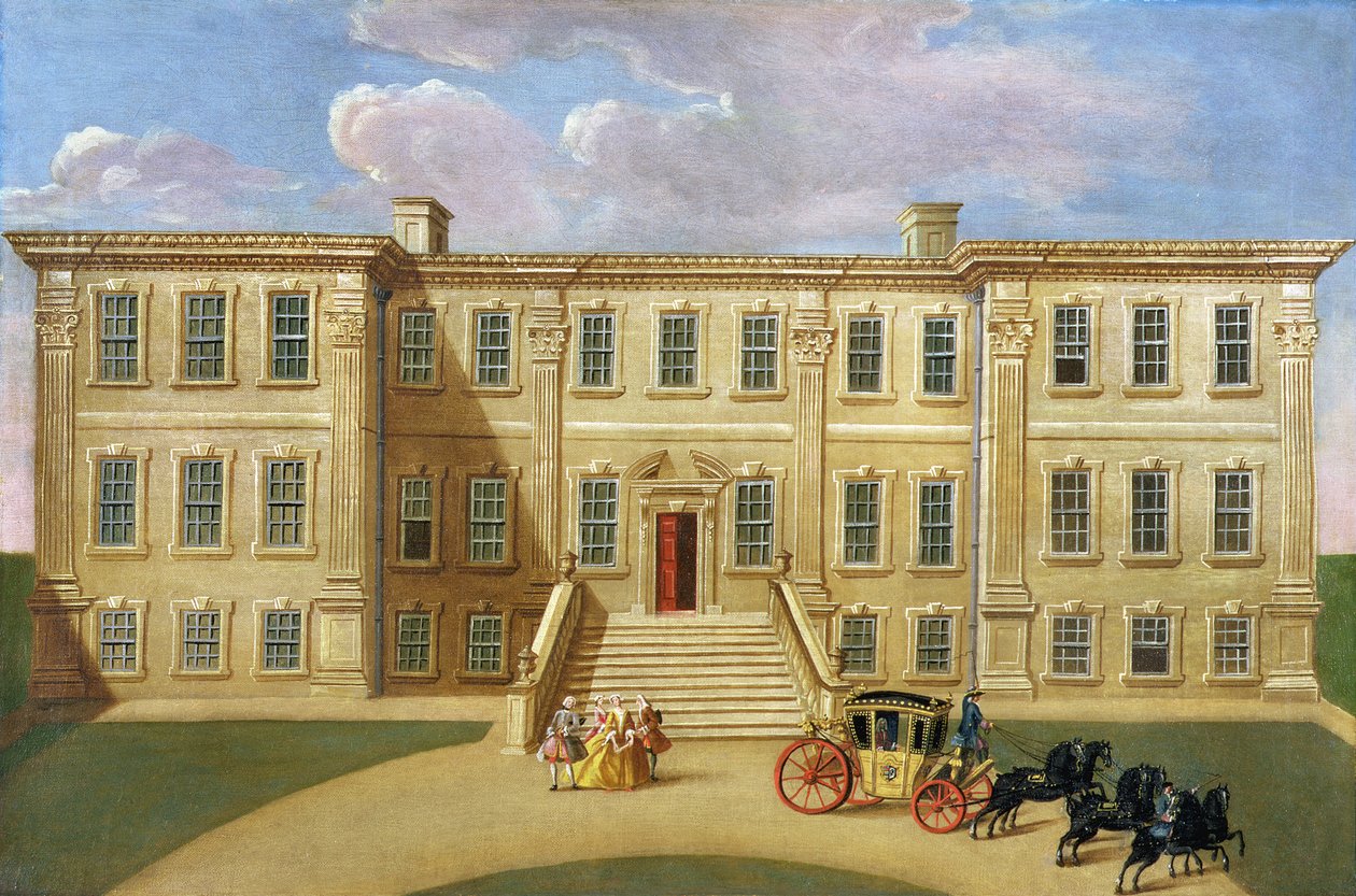 کالک هال، ډربیشایر، د سر هینري هارپور څوکۍ، بارونیټ، c.1734 پولی autorstwa English School
