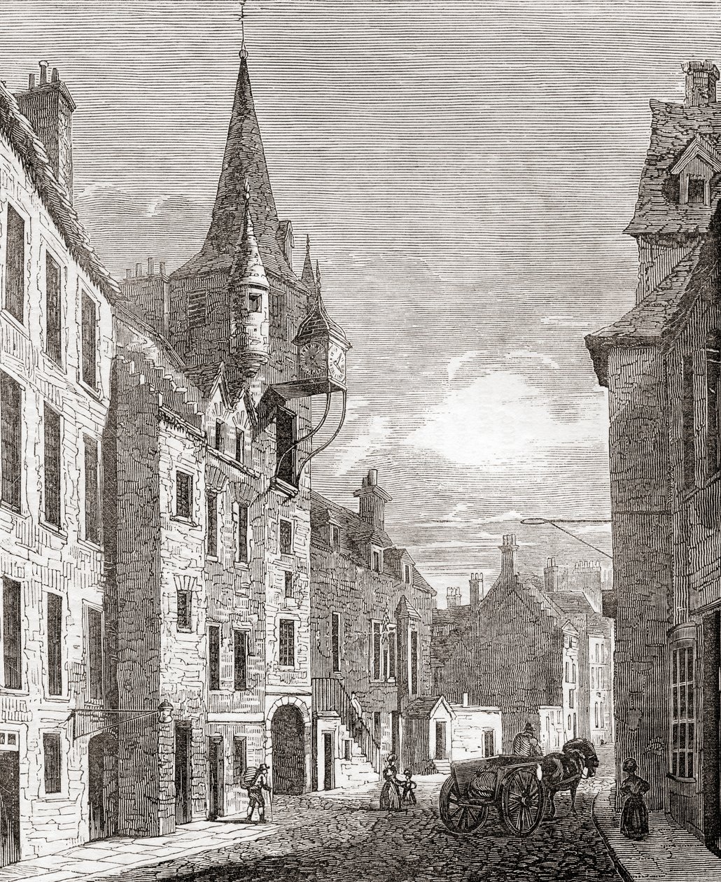 Więzienie Canongate, Edynburg, Szkocja, ze Starej Anglii: A Pictorial Museum, wyd. 1847 autorstwa English School