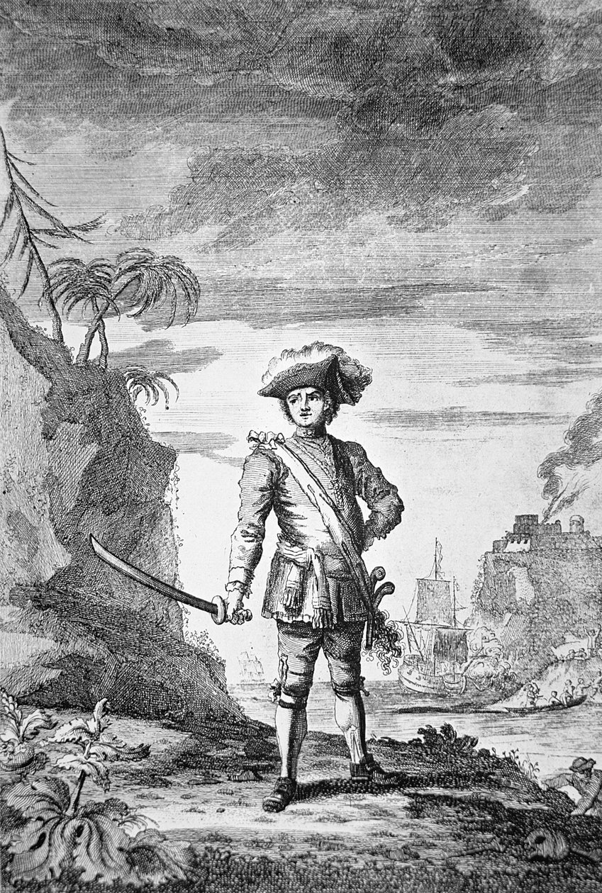 Kapitan Bartholomew Roberts, grawerowane przez Jamesa Basire autorstwa English School