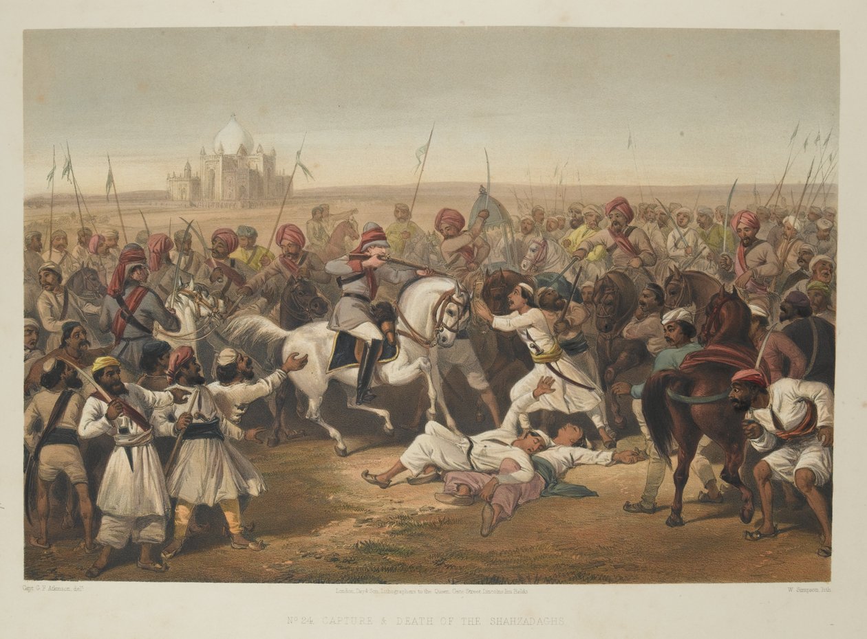 „Schwytanie i śmierć Shahzadaghów”, 1857 autorstwa English School
