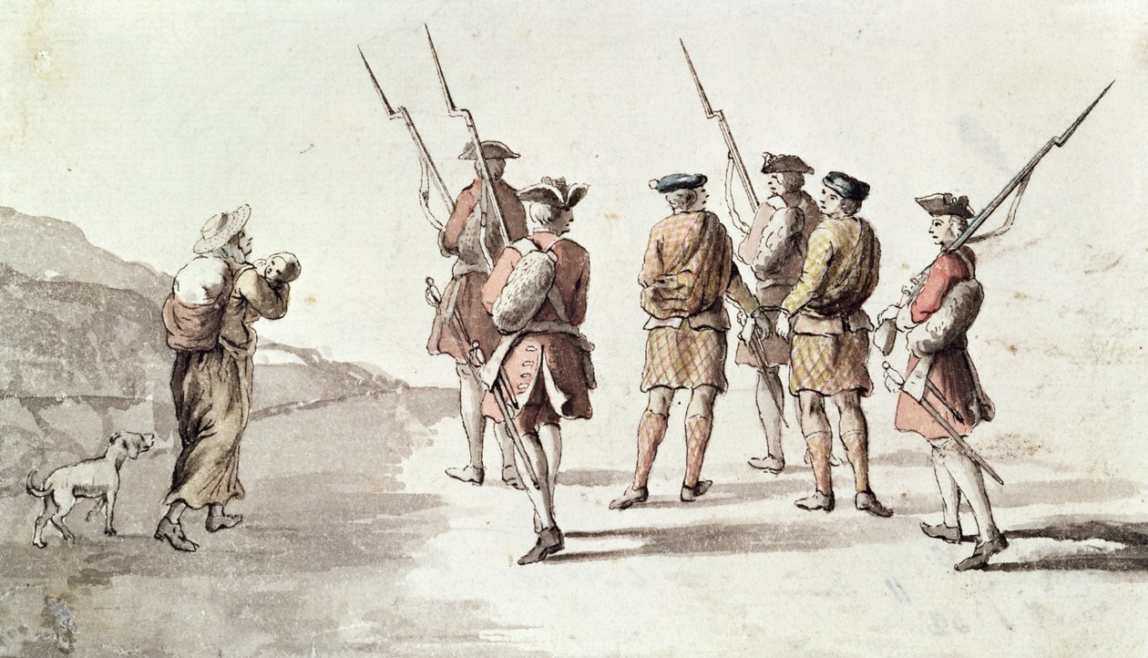 Captura do Rebelde, Simon Fraser, Lord Lovat (1667?-1747) (aquarela sobre papel)polonês autorstwa English School