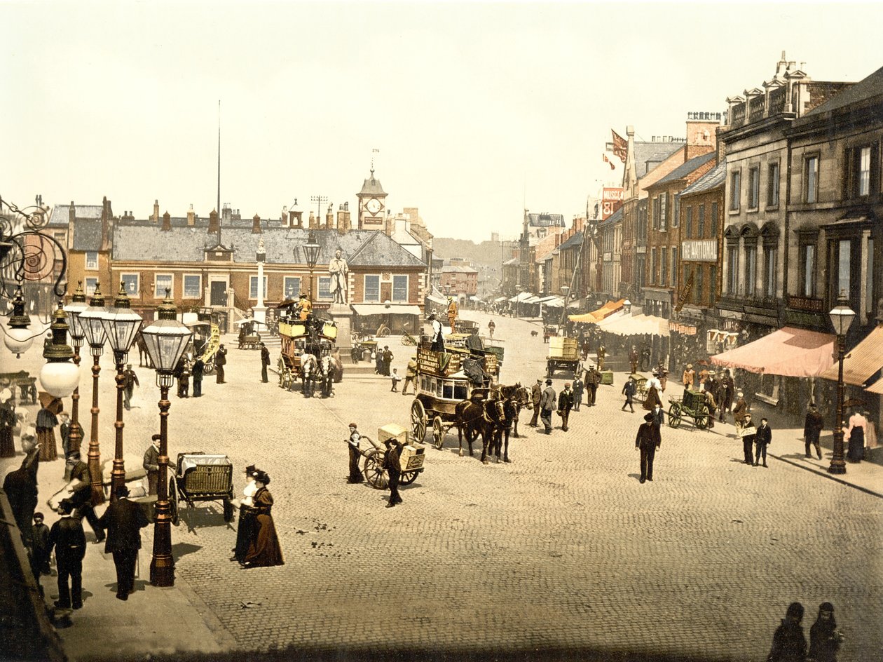 Carlisle Market Place (zdjęcie ręcznie kolorowane) autorstwa English School
