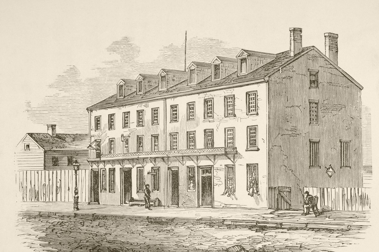 Castle Thunder, Richmond, Wirginia (litho) autorstwa English School