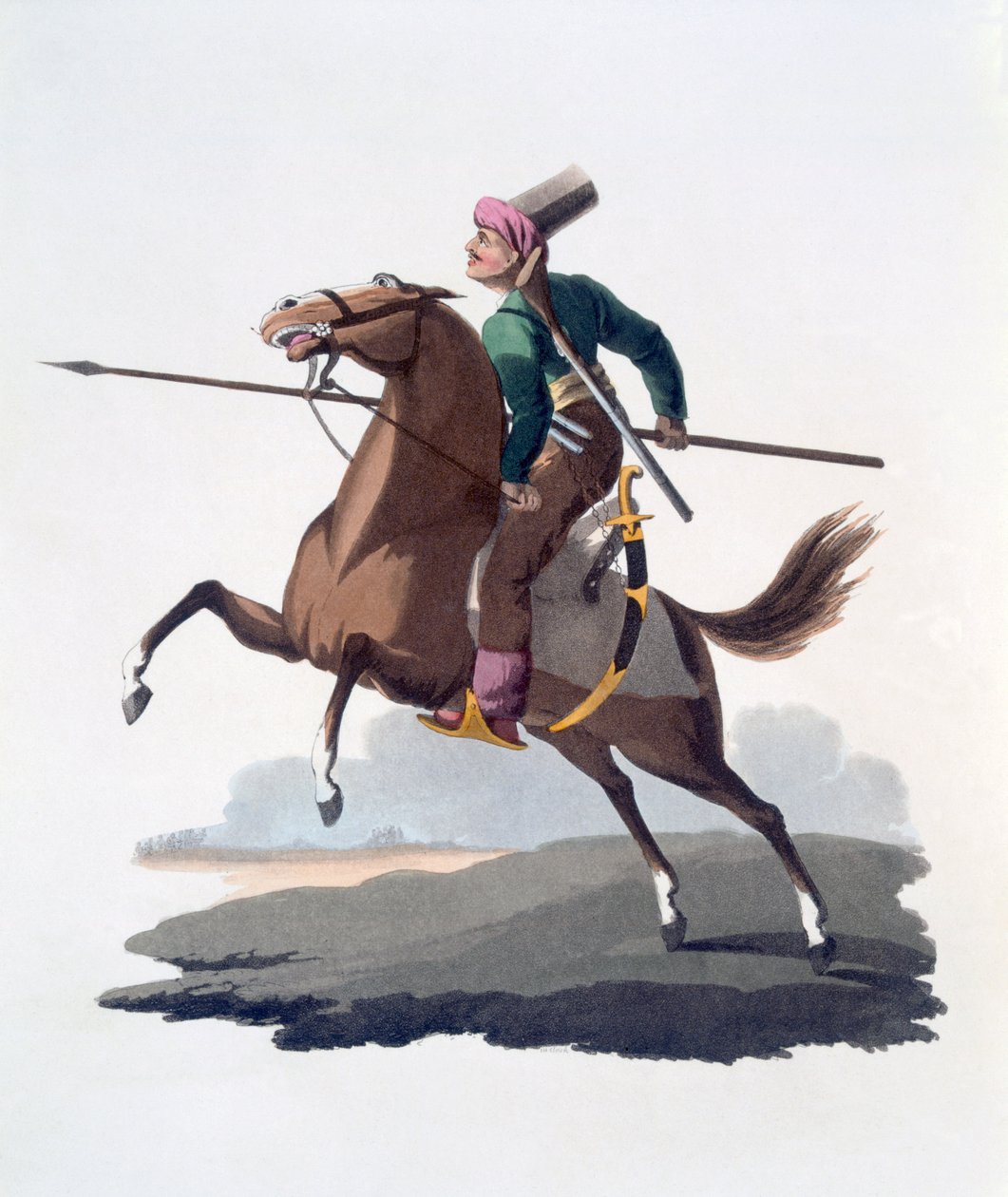 Kawaleria, 1818 (kolorowa akwatinta) autorstwa English School