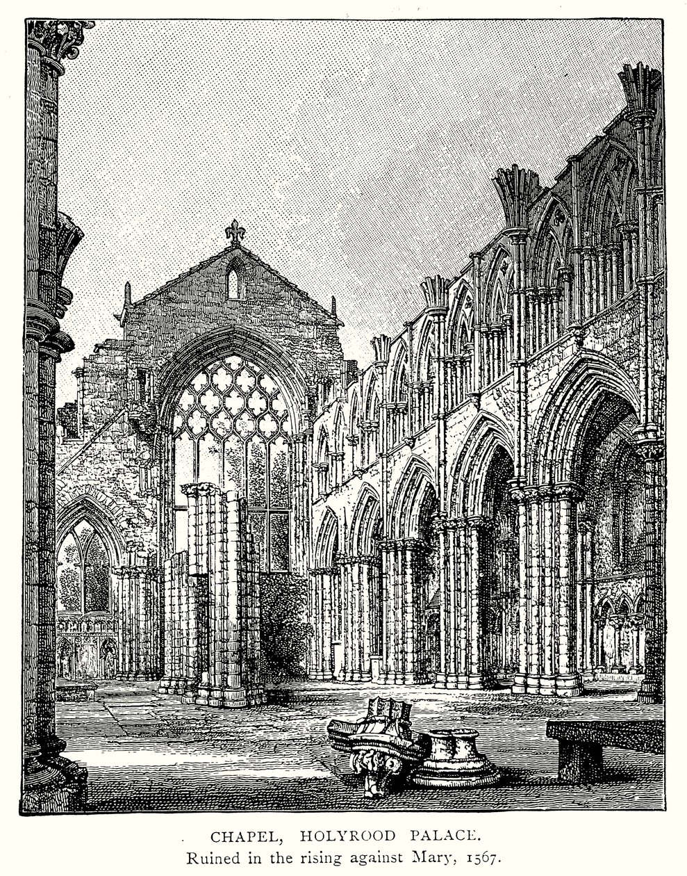 Kaplica, Pałac Holyrood (grawerunek) autorstwa English School